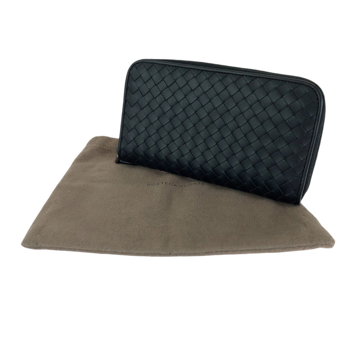 13617
BOTTEGAVENETA ボッテガヴェネタ イントレチャート ブラック 黒 シルバー金具 カーフ 長財布 ラウンドファスナー  メンズ