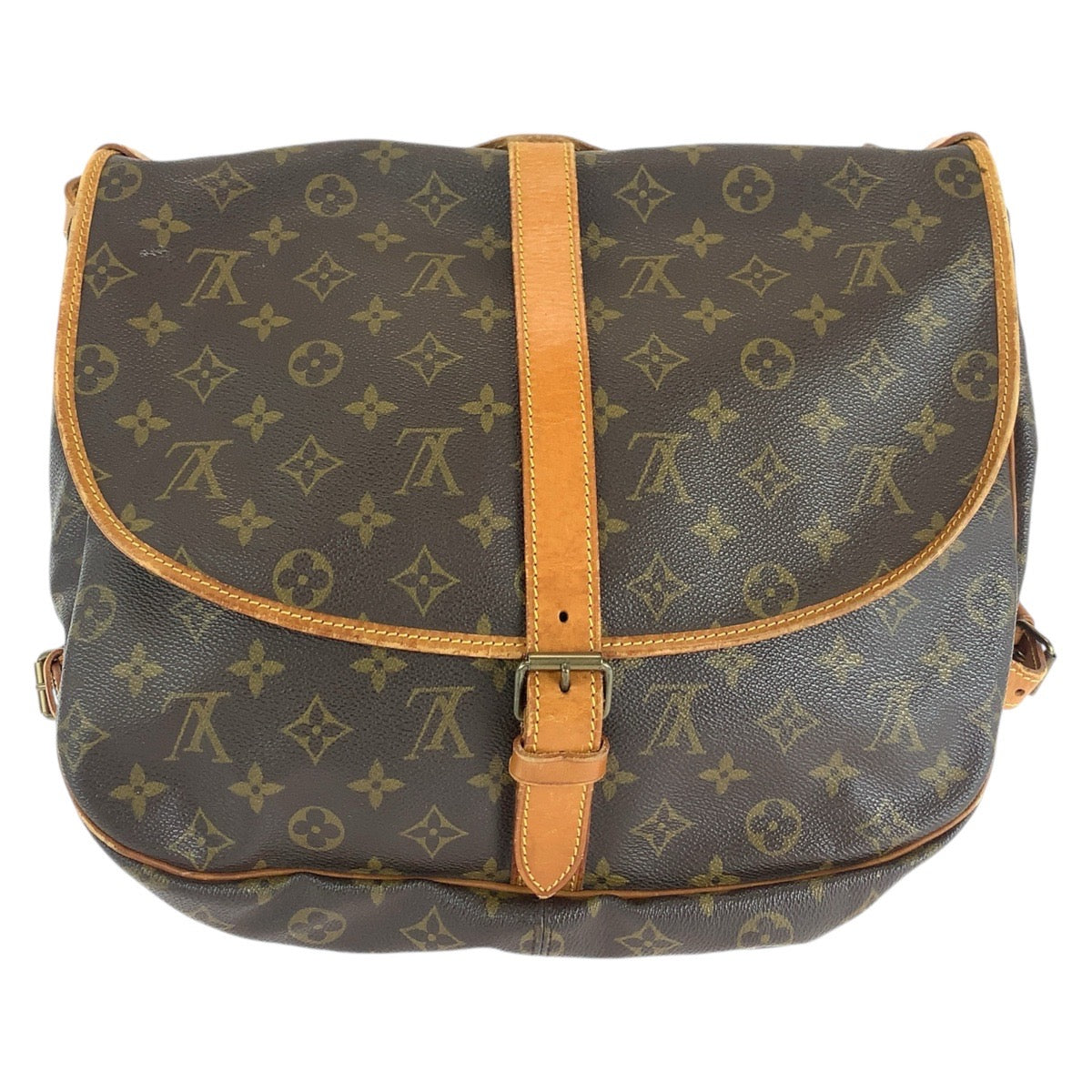 13618
LOUIS VUITTON ルイヴィトン モノグラム ソミュール35 ブラウン ゴールド金具 PVC / レザー M42254 ショルダーバッグ メッセンジャーバッグ  レディース