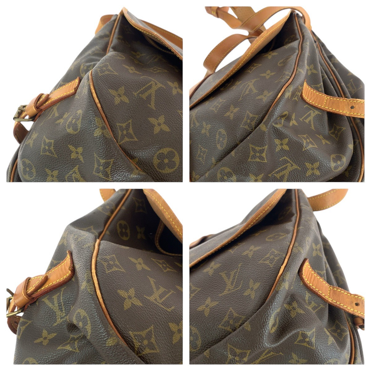 13618
LOUIS VUITTON ルイヴィトン モノグラム ソミュール35 ブラウン ゴールド金具 PVC / レザー M42254 ショルダーバッグ メッセンジャーバッグ  レディース