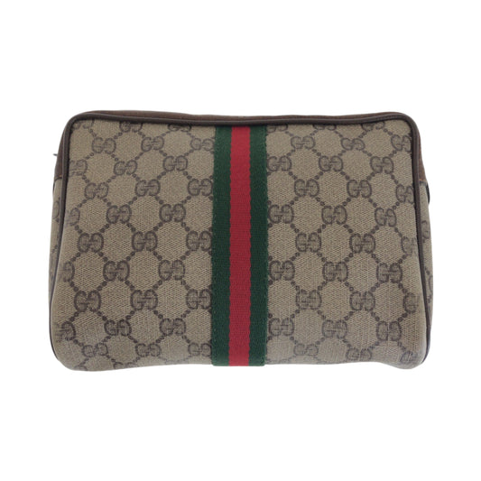13619
GUCCI グッチ ヴィンテージ シェリーライン ベージュ ブラウン ゴールド金具 GGスプリームキャンバス 32 014 3553 ポーチ  レディース