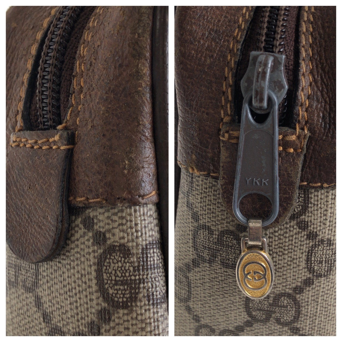 13619
GUCCI グッチ ヴィンテージ シェリーライン ベージュ ブラウン ゴールド金具 GGスプリームキャンバス 32 014 3553 ポーチ  レディース