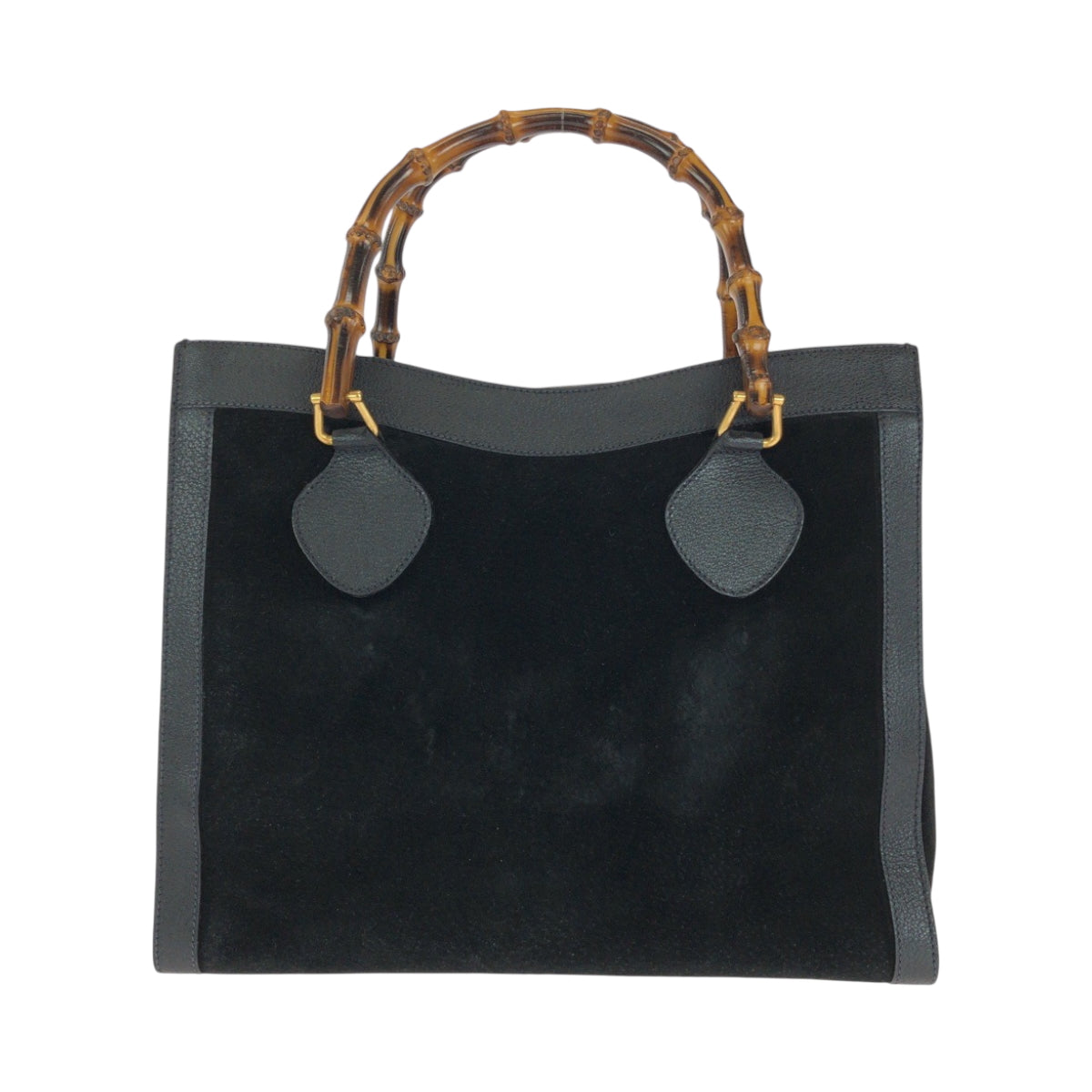 14163
GUCCI グッチ ヴィンテージ バンブー ダイアナ ブラック 黒 ブラウン ゴールド金具 スウェード 002 1186 0260 トートバッグ ハンドバッグ  レディース