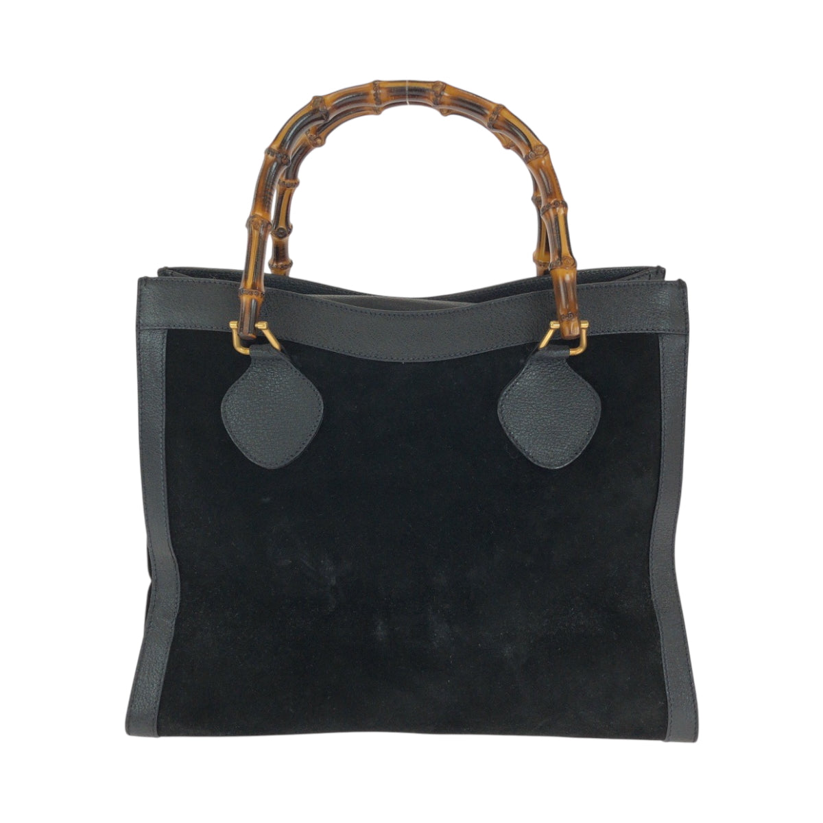 14163
GUCCI グッチ ヴィンテージ バンブー ダイアナ ブラック 黒 ブラウン ゴールド金具 スウェード 002 1186 0260 トートバッグ ハンドバッグ  レディース