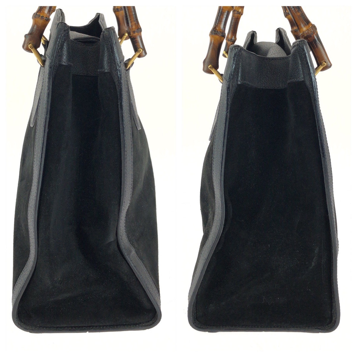 14163
GUCCI グッチ ヴィンテージ バンブー ダイアナ ブラック 黒 ブラウン ゴールド金具 スウェード 002 1186 0260 トートバッグ ハンドバッグ  レディース