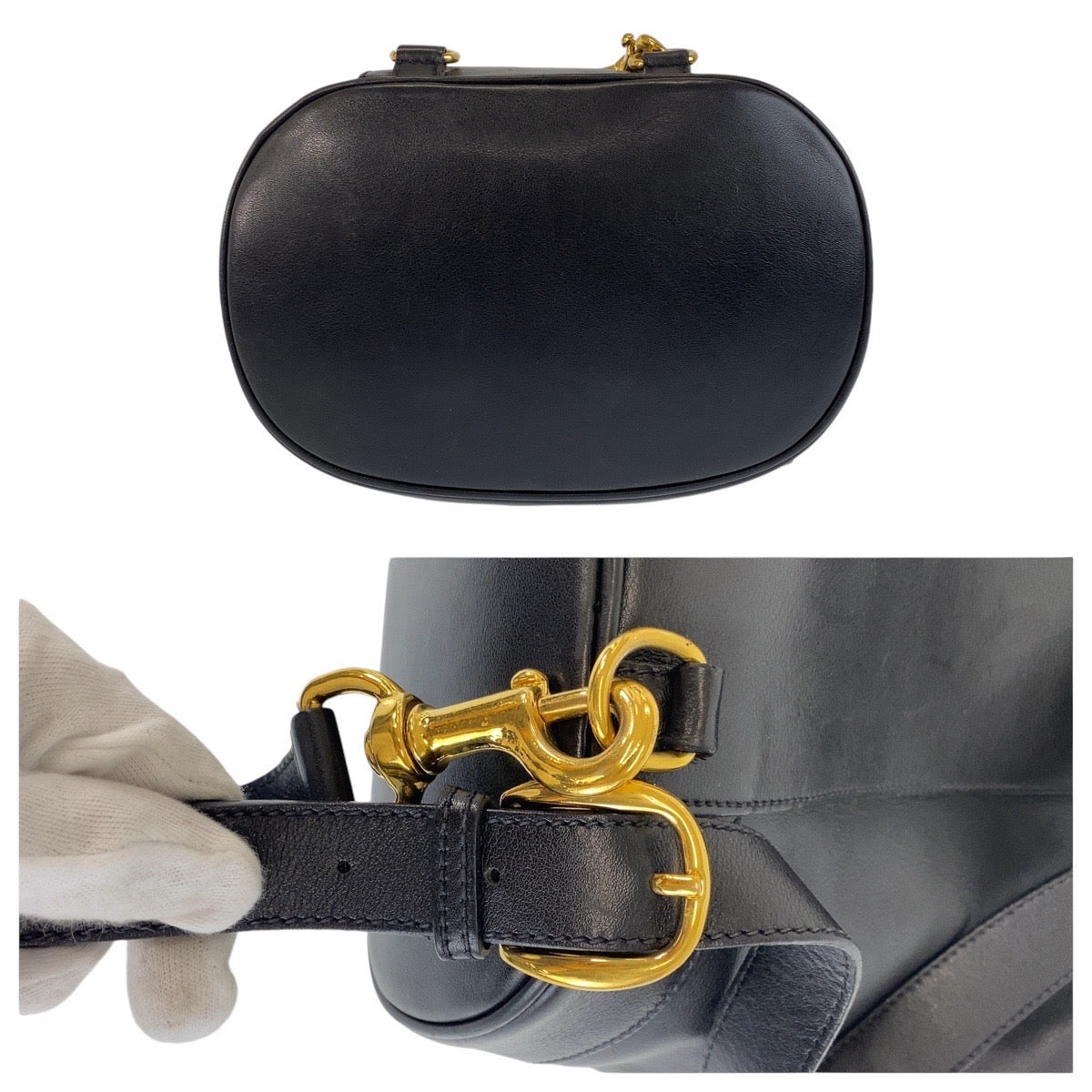 13621
GUCCI グッチ バンブー ブラック 黒 ゴールド金具 レザー 003 203 0036 ショルダーバッグ ボディバッグ 男女兼用  レディース