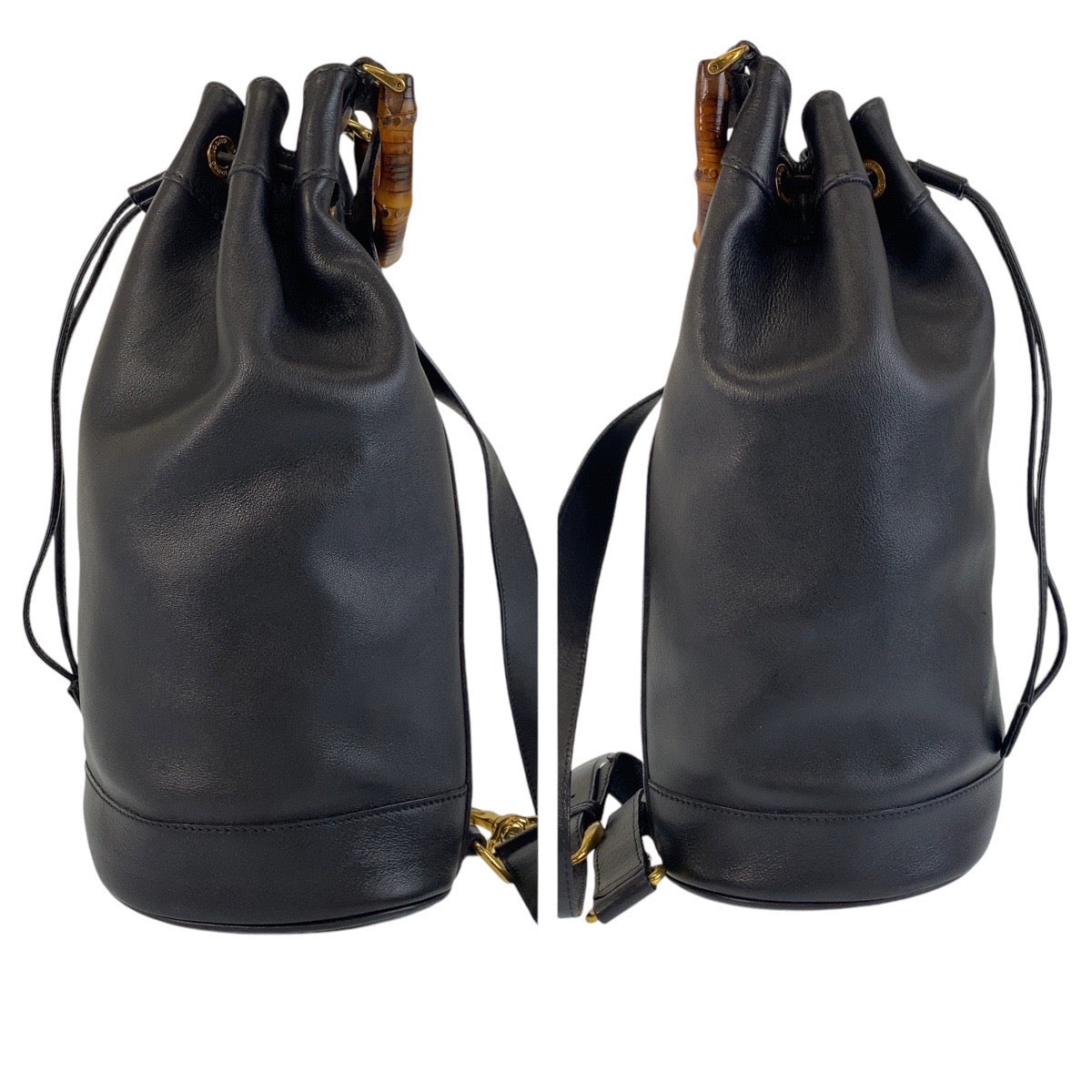 13621
GUCCI グッチ バンブー ブラック 黒 ゴールド金具 レザー 003 203 0036 ショルダーバッグ ボディバッグ 男女兼用  レディース
