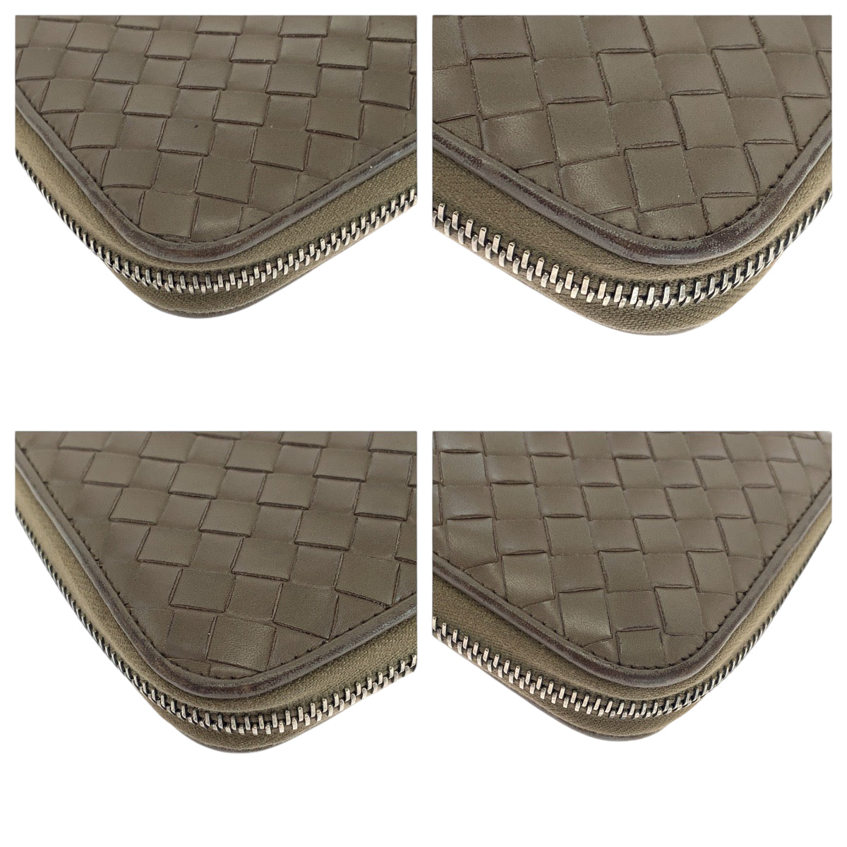 12832
BOTTEGAVENETA ボッテガヴェネタ イントレチャート ブラウン シルバー金具 カーフ 長財布 ラウンドファスナー  メンズ