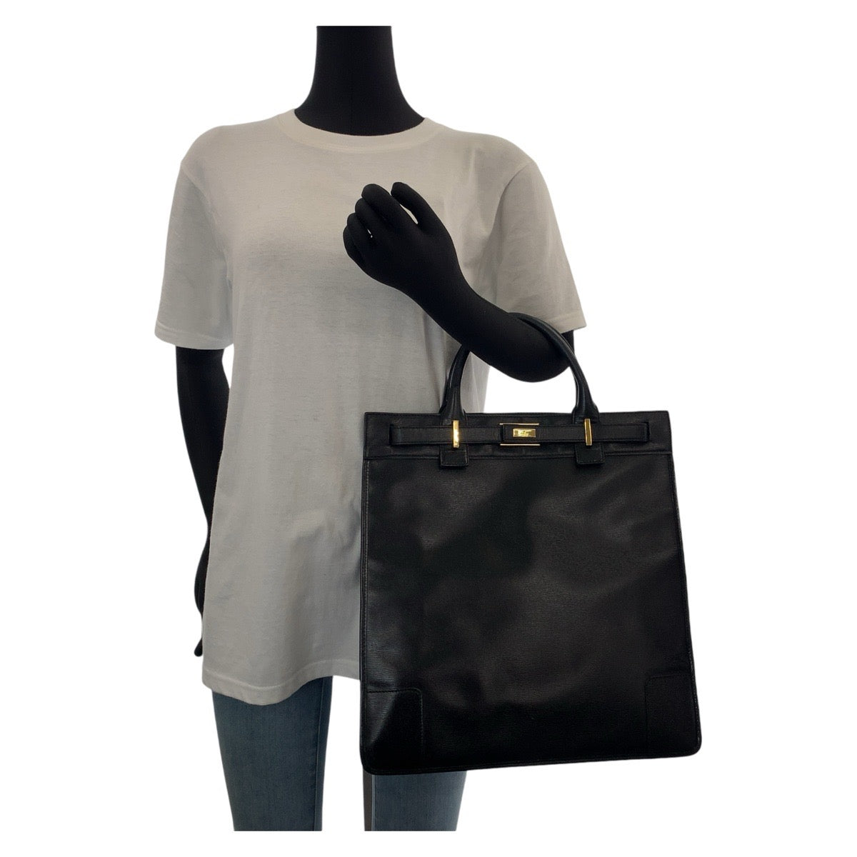 13623
GUCCI グッチ ブラック 黒 ゴールド金具 レザー 002 1091 3754 トートバッグ A4収納  レディース
