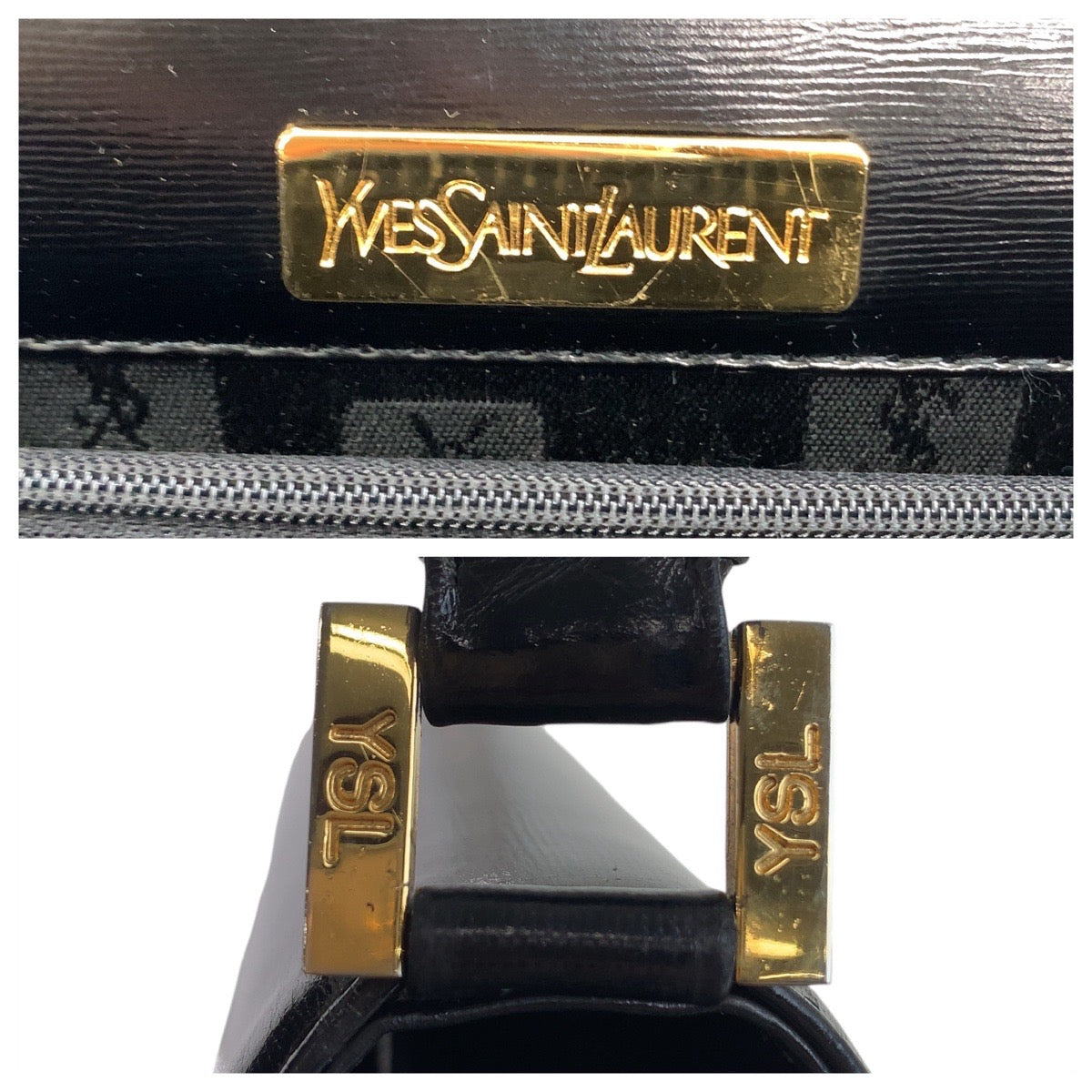 13625
YVES SAINT LAURENT イヴ サンローラン ヴィンテージ YSL ブラック 黒 ゴールド金具 レザー 斜め掛け ショルダーバッグ メッセンジャーバッグ  レディース