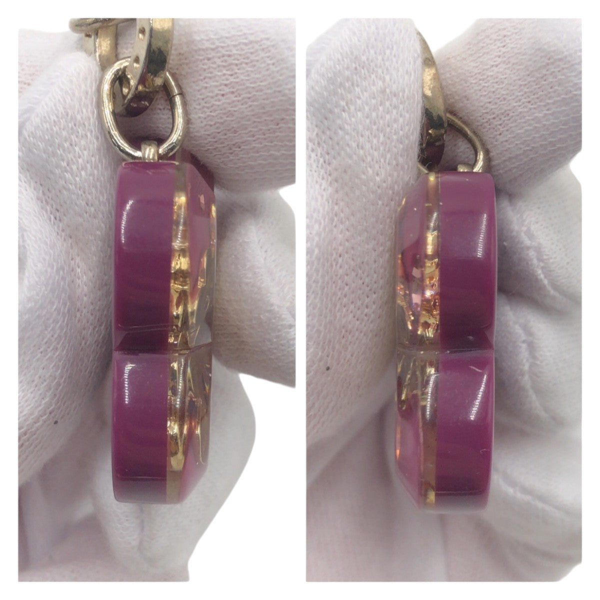 13627
 ANTEPRIMA Purple Silver Metal Plastic Key Holder Key Ring for Women