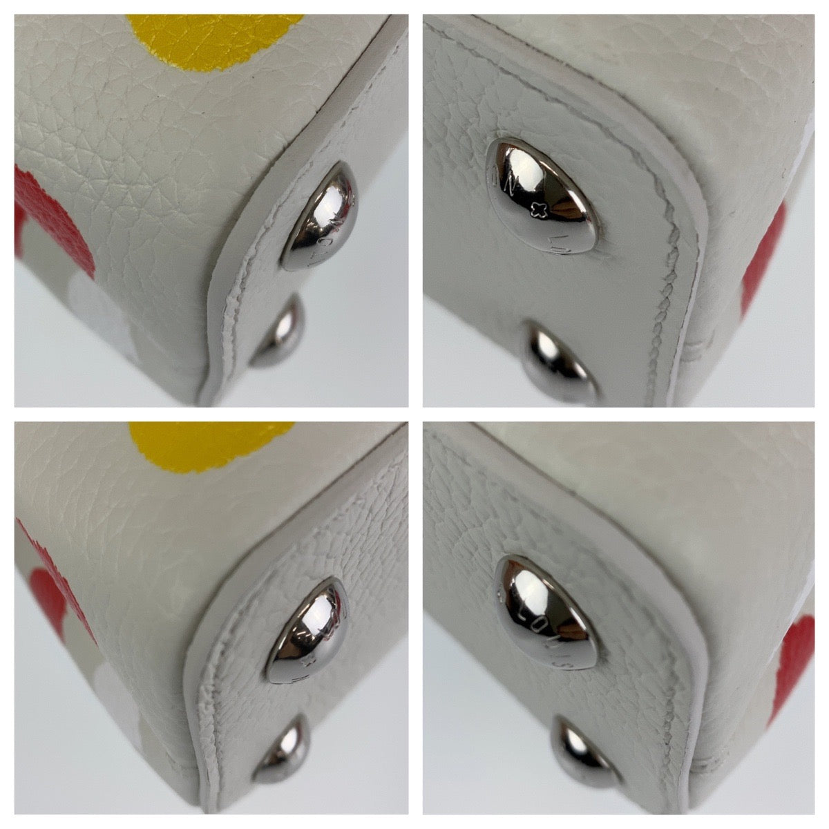 13628
 LOUIS VUITTON LV x YK Capucines BB Yayoi Kusama Painted Dots White Silver Hardware Leather M21637 Handbag Shoulder Bag 2way Women's