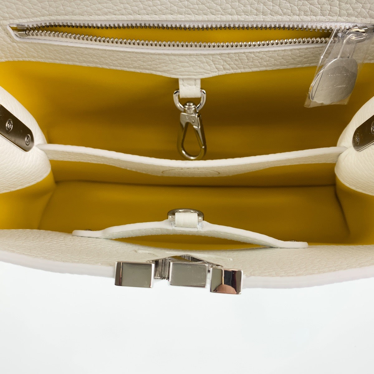 13628
 LOUIS VUITTON LV x YK Capucines BB Yayoi Kusama Painted Dots White Silver Hardware Leather M21637 Handbag Shoulder Bag 2way Women's