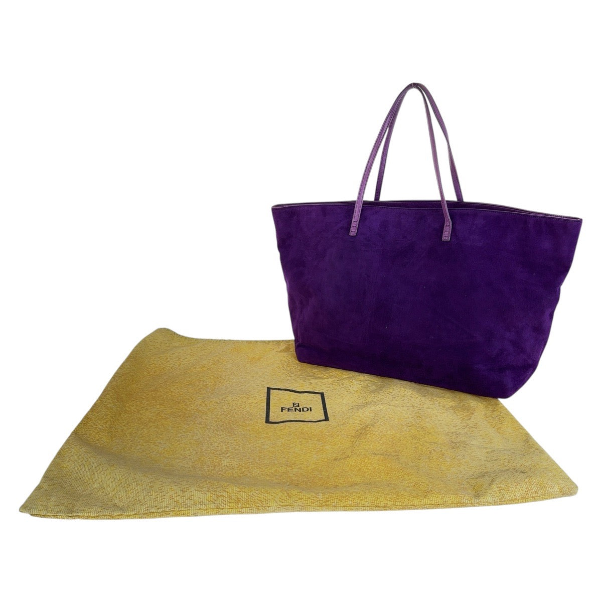13630
FENDI フェンディ パープル イエロー ゴールド金具 スウェード トートバッグ ハンドバッグ  レディース