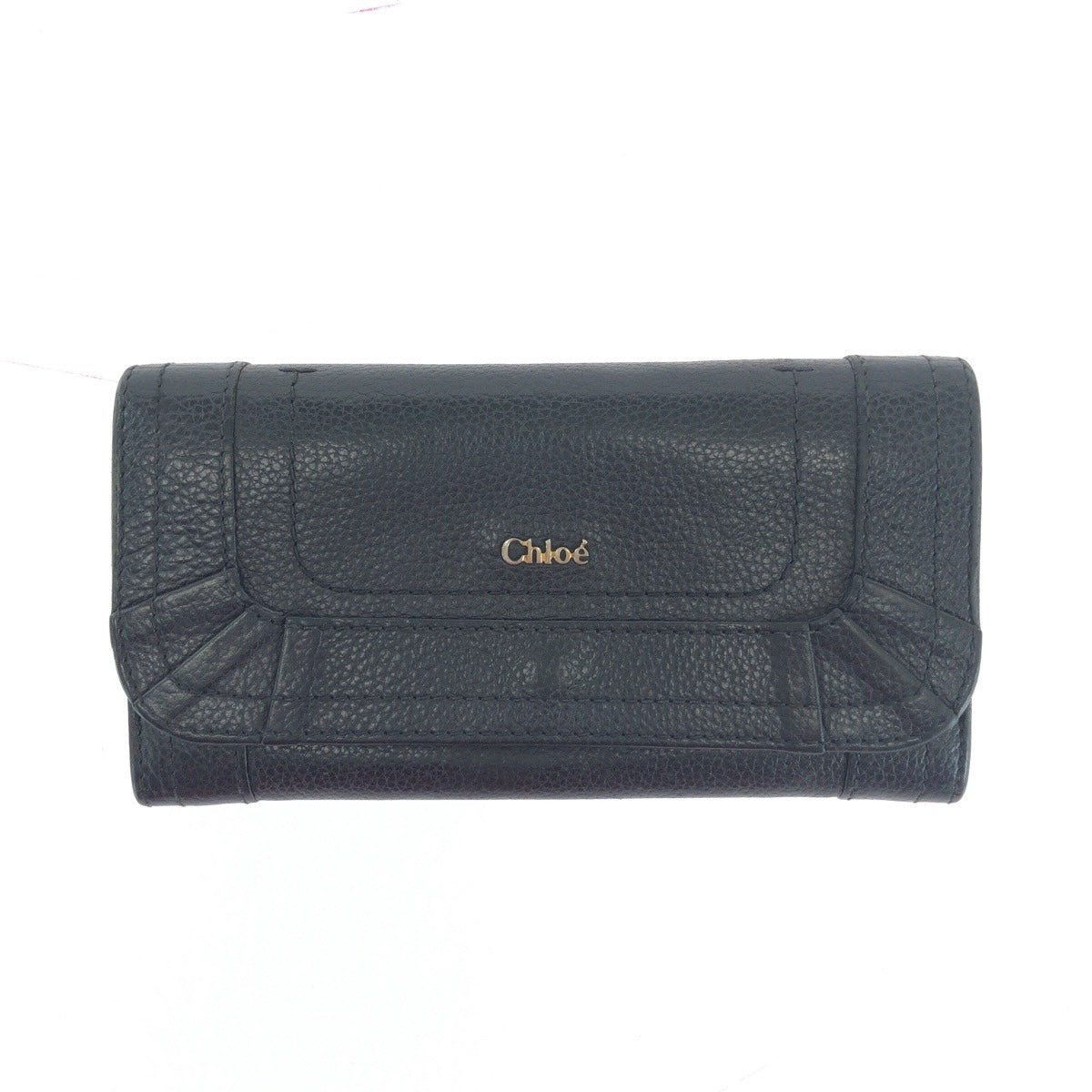 14164
Chloe クロエ ブラック 黒 ゴールド金具 レザー 長財布 ロングウォレット  レディース