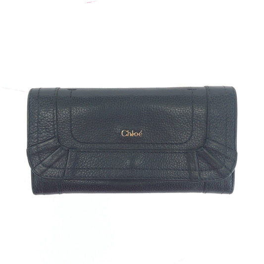 14164
Chloe クロエ ブラック 黒 ゴールド金具 レザー 長財布 ロングウォレット  レディース