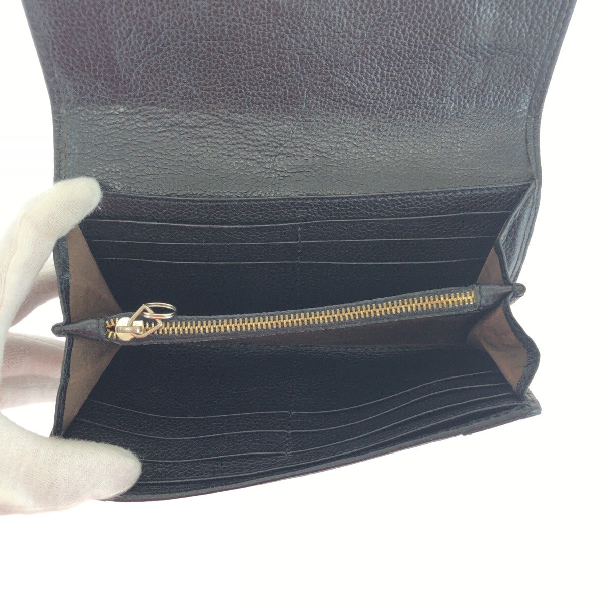 14164
Chloe クロエ ブラック 黒 ゴールド金具 レザー 長財布 ロングウォレット  レディース