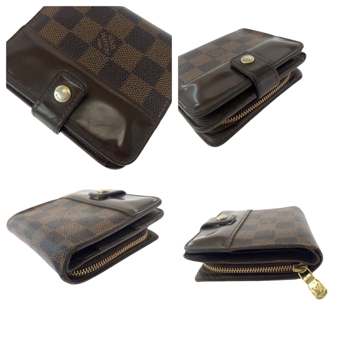 112826
LOUIS VUITTON ルイヴィトン ダミエ コンパクトジップ ブラウン ゴールド金具 PVC N61668 折財布 コンパクトウォレット  レディース