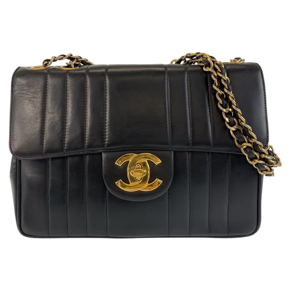 13626
CHANEL シャネル ヴィンテージ マドモアゼル 30 ココマーク ターンロック ブラック 黒 ゴールド金具 ラムスキン チェーンショルダーバッグ  レディース
