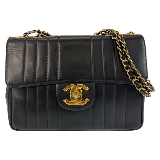 13626
CHANEL シャネル ヴィンテージ マドモアゼル 30 ココマーク ターンロック ブラック 黒 ゴールド金具 ラムスキン チェーンショルダーバッグ  レディース