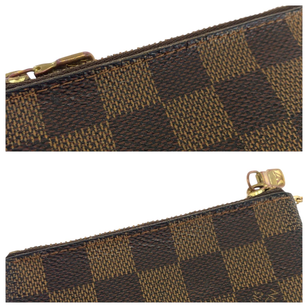 13637
LOUIS VUITTON ルイヴィトン ダミエ ポシェット クレ ブラウン ゴールド金具 PVC N62658 コインケース コインパース  レディース