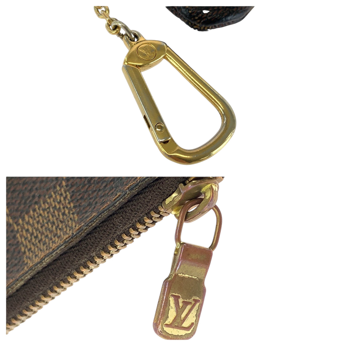 13637
LOUIS VUITTON ルイヴィトン ダミエ ポシェット クレ ブラウン ゴールド金具 PVC N62658 コインケース コインパース  レディース