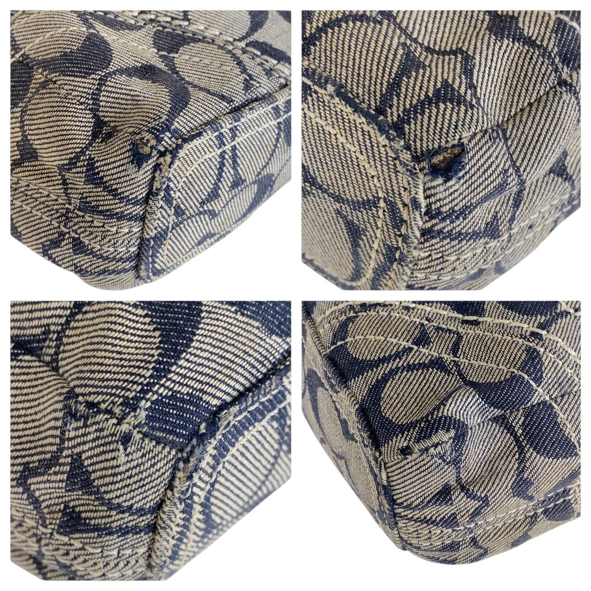 13642
COACH コーチ シグネチャー グレー ホワイト 白 ゴールド金具 キャンバス / レザー 斜め掛け ショルダーバッグ メッセンジャーバッグ  レディース B5