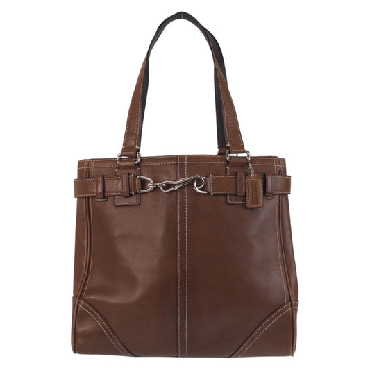 COACH コーチ ブラウン シルバー金具 レザー トートバッグ ハンドバッグ  レディース