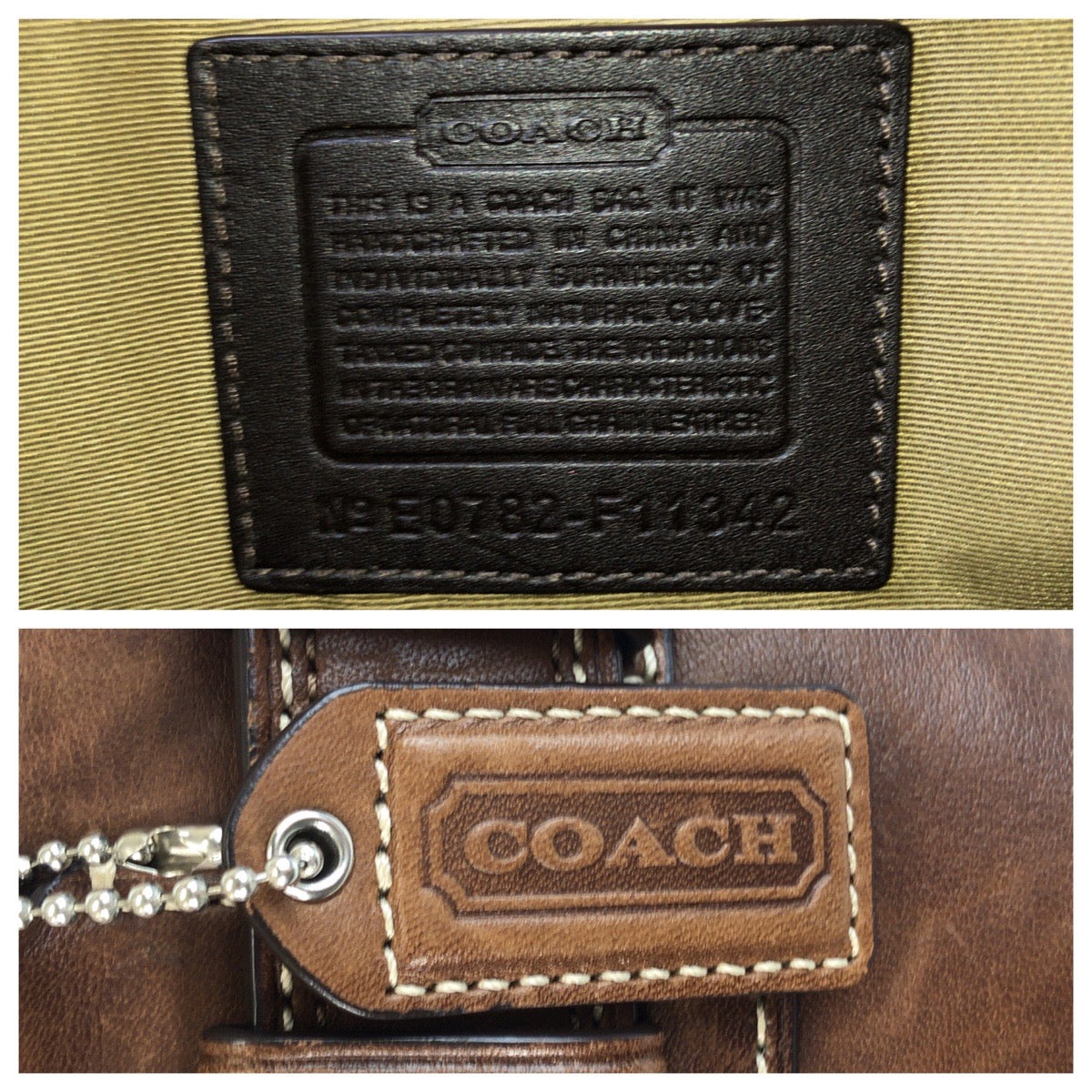 COACH コーチ ブラウン シルバー金具 レザー トートバッグ ハンドバッグ  レディース