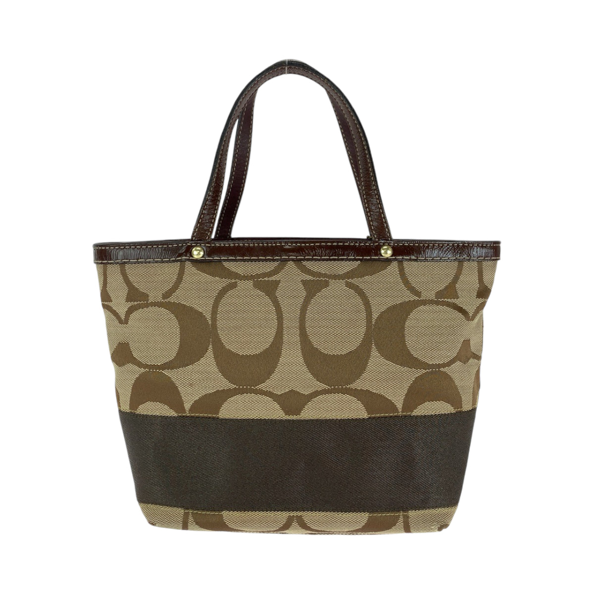 13644
COACH コーチ シグネチャー ブラウン ベージュ ゴールド金具 キャンバス / レザー 10123 トートバッグ ハンドバッグ  レディース AB5