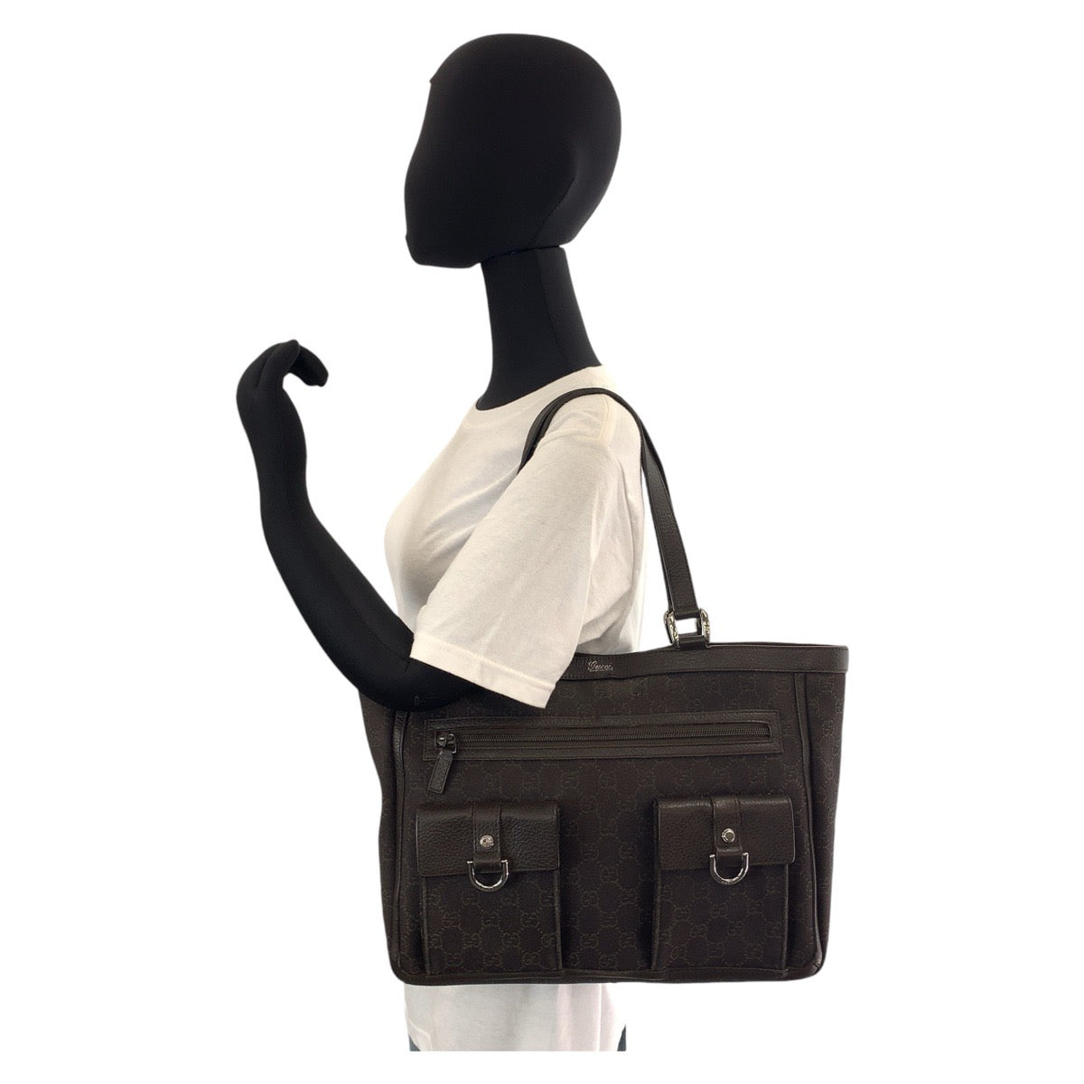 13647
GUCCI グッチ アビー ブラウン シルバー金具 GGキャンバス / レザー 268639 トートバッグ ショルダーバッグ  レディース