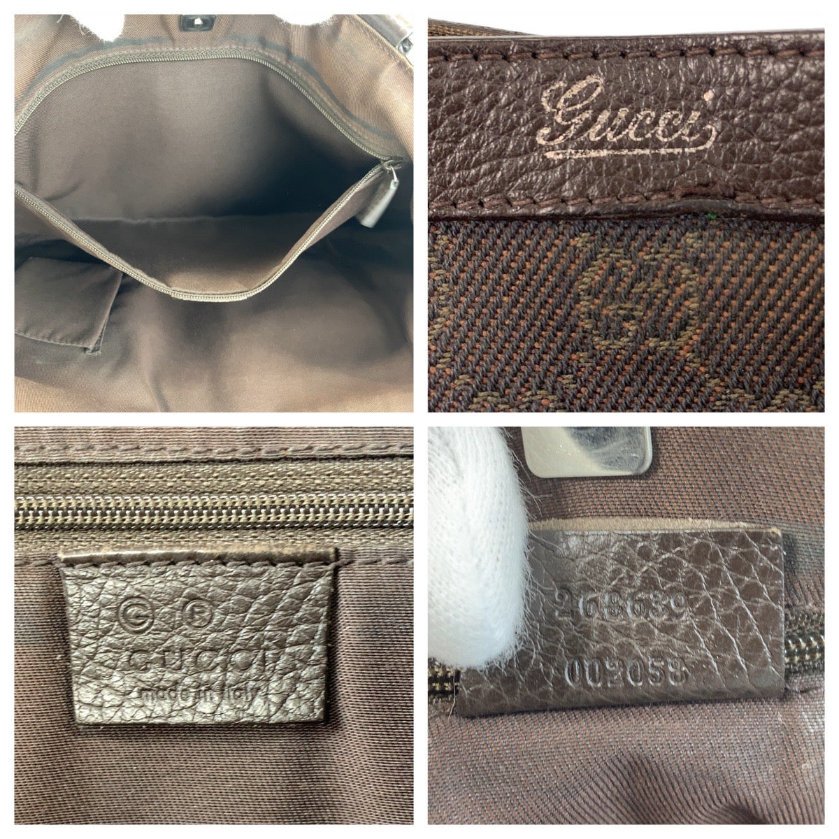 13647
GUCCI グッチ アビー ブラウン シルバー金具 GGキャンバス / レザー 268639 トートバッグ ショルダーバッグ  レディース