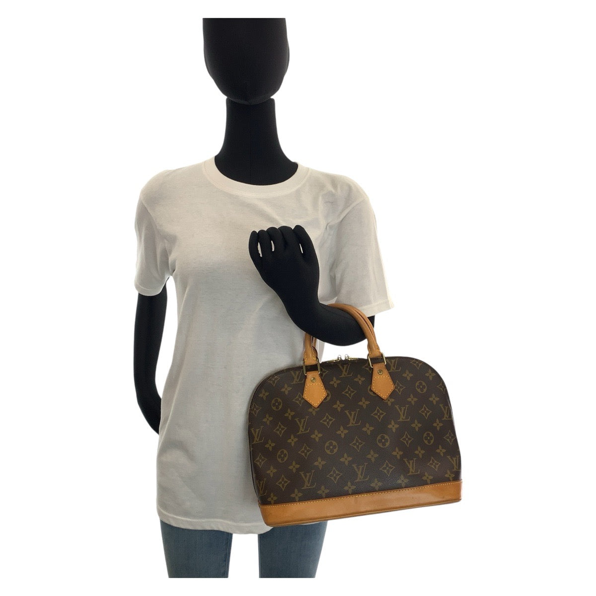 13648
LOUIS VUITTON ルイヴィトン モノグラム アルマPM ブラウン ゴールド金具 PVC / レザー M53151 ハンドバッグ  レディース