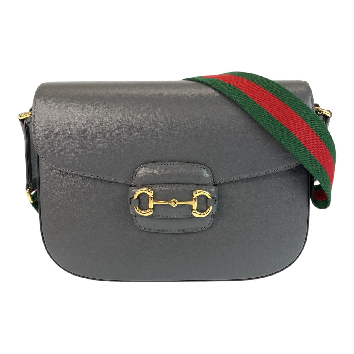 13649
GUCCI グッチ シェリーライン ホースビット 男女兼用 グレー ゴールド金具 レザー 700457 斜め掛け ショルダーバッグ ポシェット  メンズ SA160