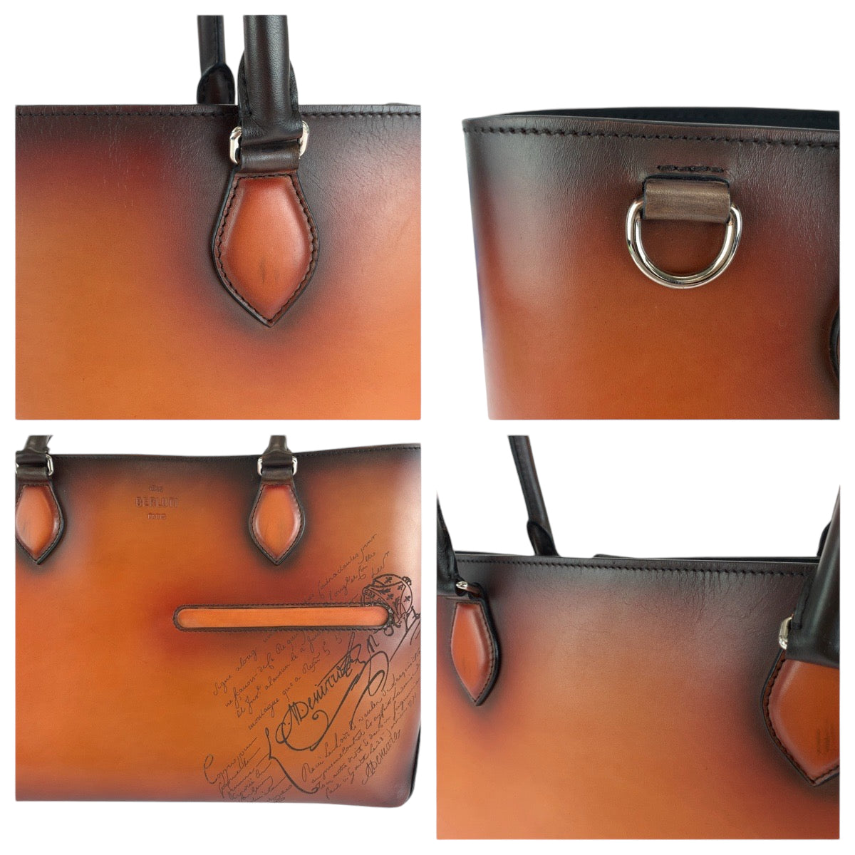 13650
Berluti ベルルッティ カリグラフィ トゥジュールミニ テラコッタパティーヌ シルバー金具 レザー トートバッグ ショルダーバッグ  メンズ