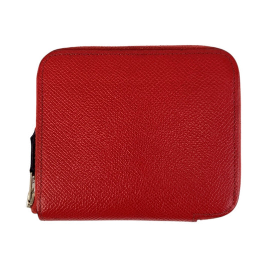 13652
HERMES エルメス アザップシルクイン コンパクト ブーゲンビリア レッド シルバー金具 ヴォーエプソン / シルク 折財布 コンパクトウォレット R刻印  レディース ABP42