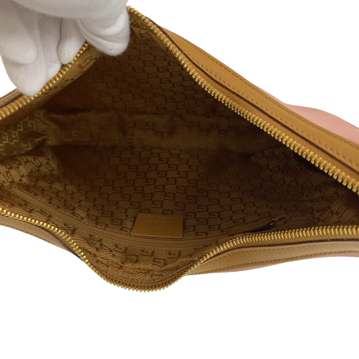 13653
GUCCI グッチ ピンク ブラウン ゴールド金具 スウェード 001 3812 ホーボー ショルダーバッグ 肩掛け  レディース