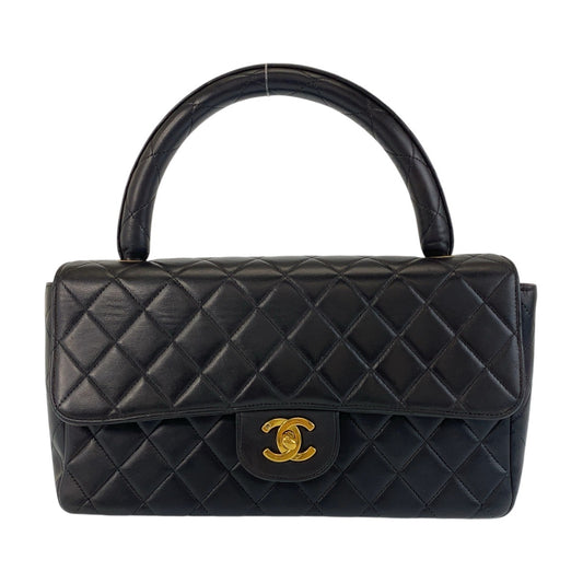 13655
CHANEL シャネル 親子マトラッセ ココマーク ターンロック 親のみ ブラック 黒 ゴールド金具 ラムスキン ハンドバッグ  レディース