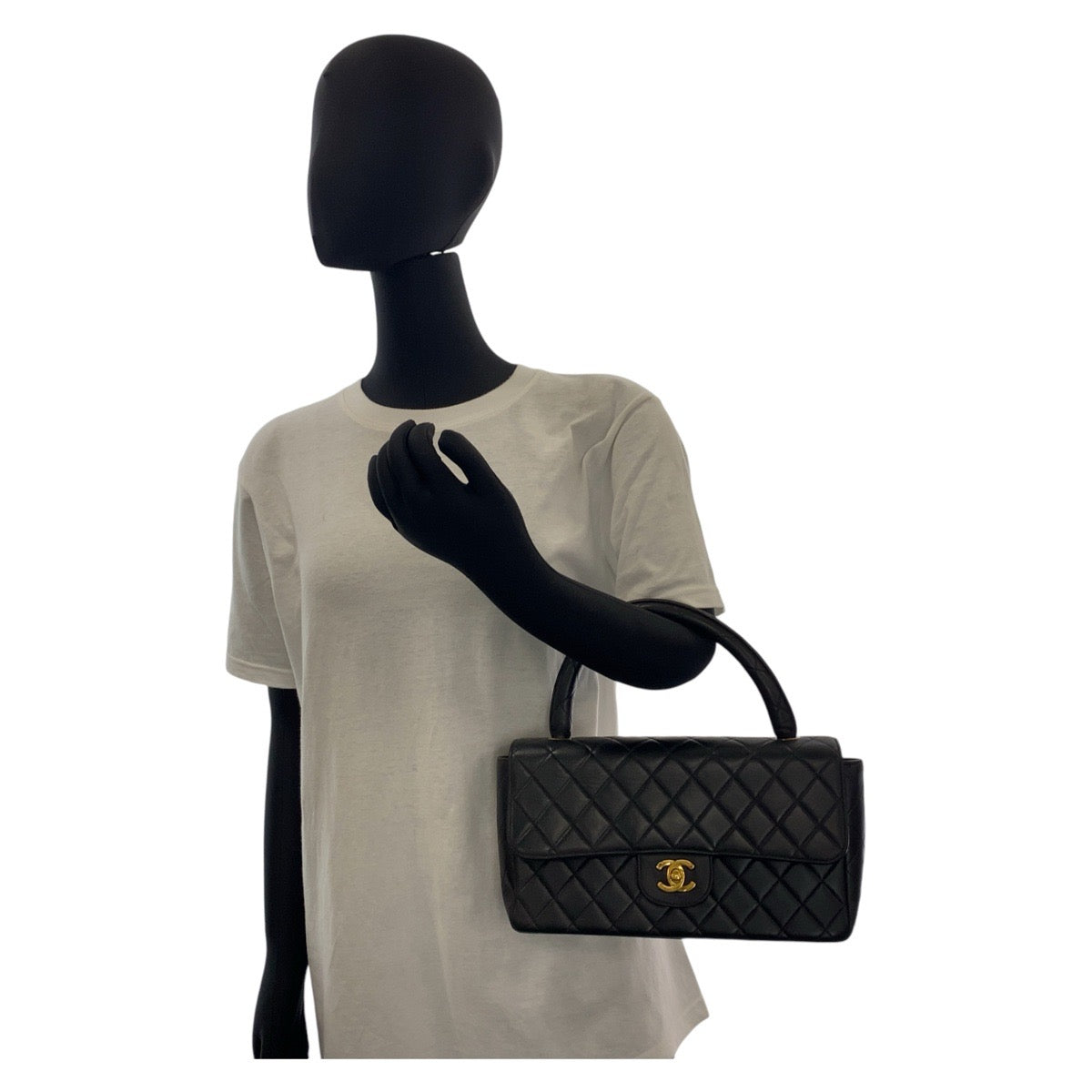 13655
CHANEL シャネル 親子マトラッセ ココマーク ターンロック 親のみ ブラック 黒 ゴールド金具 ラムスキン ハンドバッグ  レディース