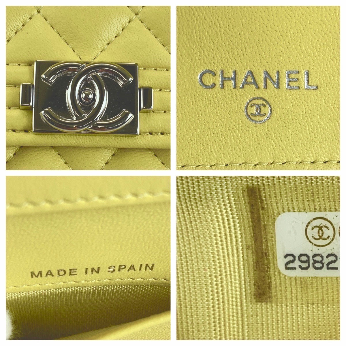 13658
CHANEL シャネル ボーイシャネル イエロー シルバー金具 ラムスキン 折財布 コンパクトウォレット  レディース
