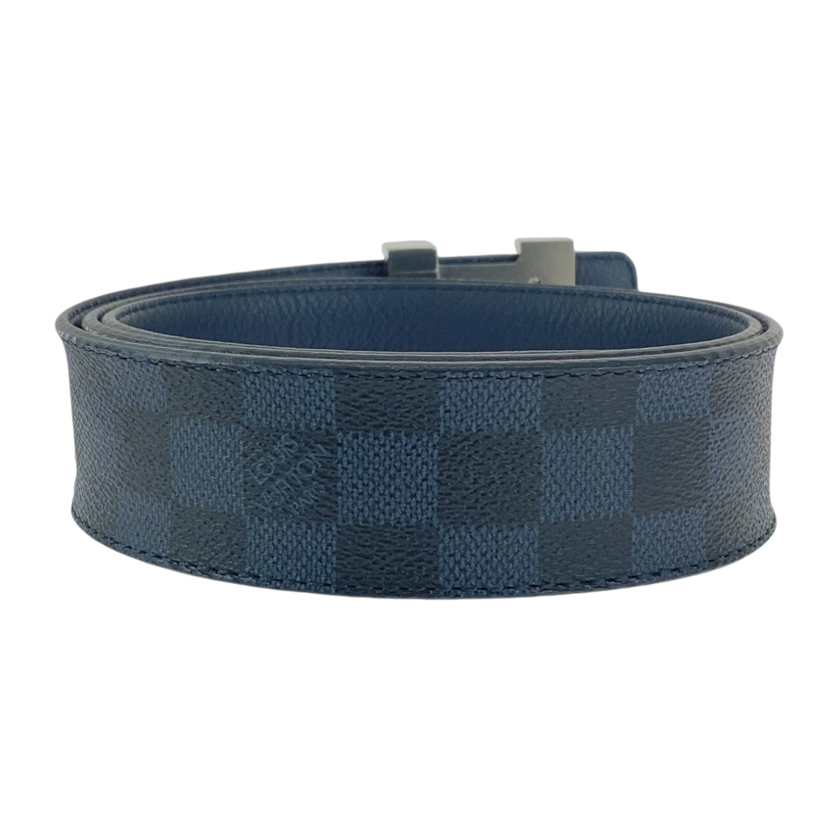 LOUIS VUITTON ルイヴィトン ダミエ サンチュール 95/38 ネイビー シルバー金具 レザー M9210 ベルト  メンズ