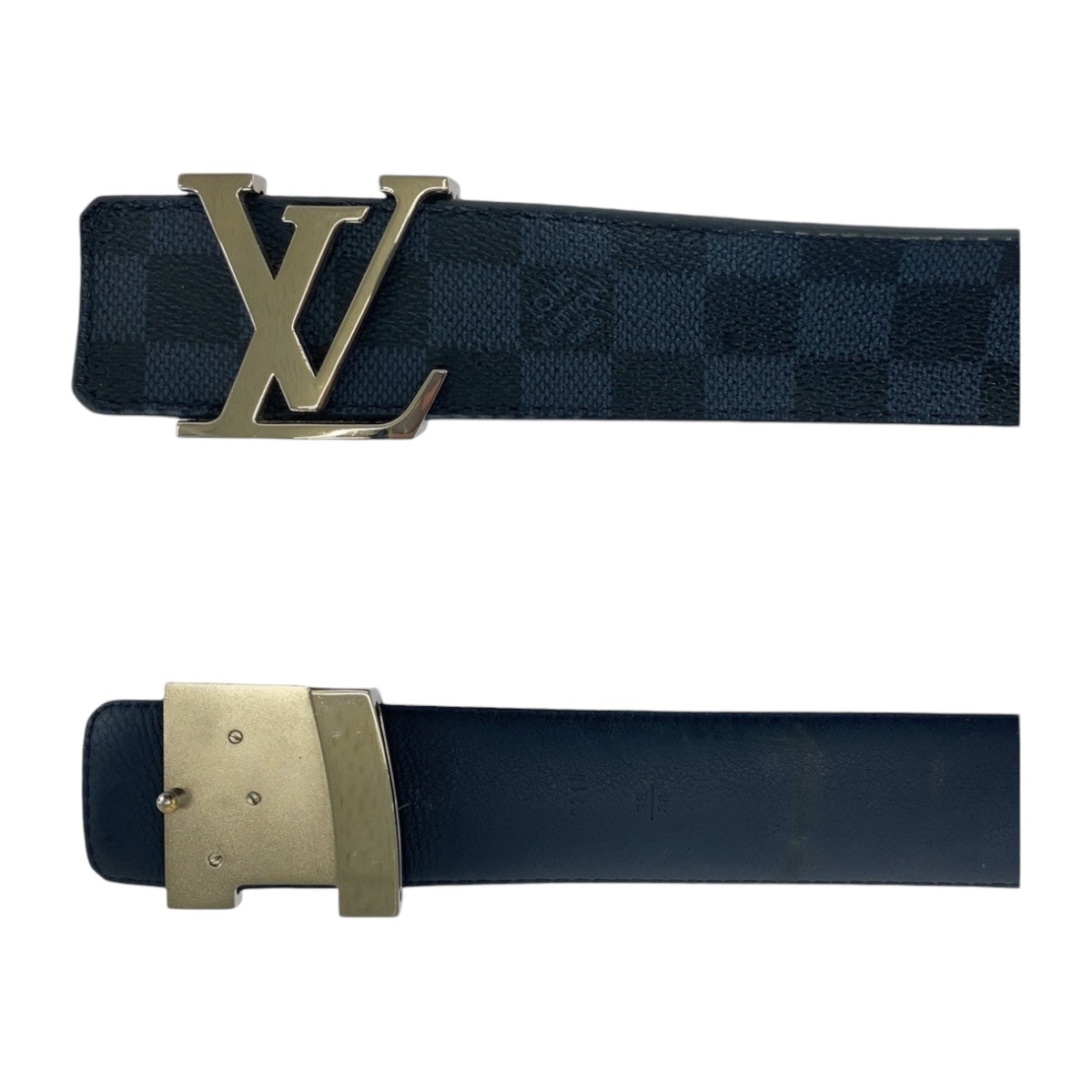 LOUIS VUITTON ルイヴィトン ダミエ サンチュール 95/38 ネイビー シルバー金具 レザー M9210 ベルト  メンズ
