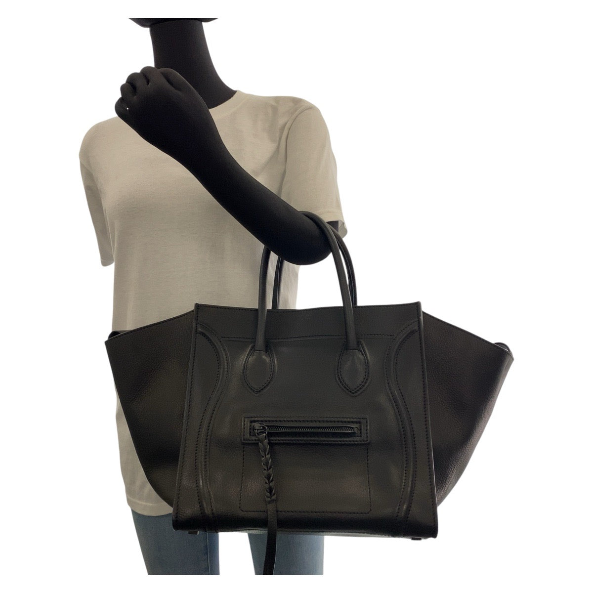 CELINE セリーヌ ファントム ラゲージ ブラック 黒 レザー トートバッグ ハンドバッグ  レディース