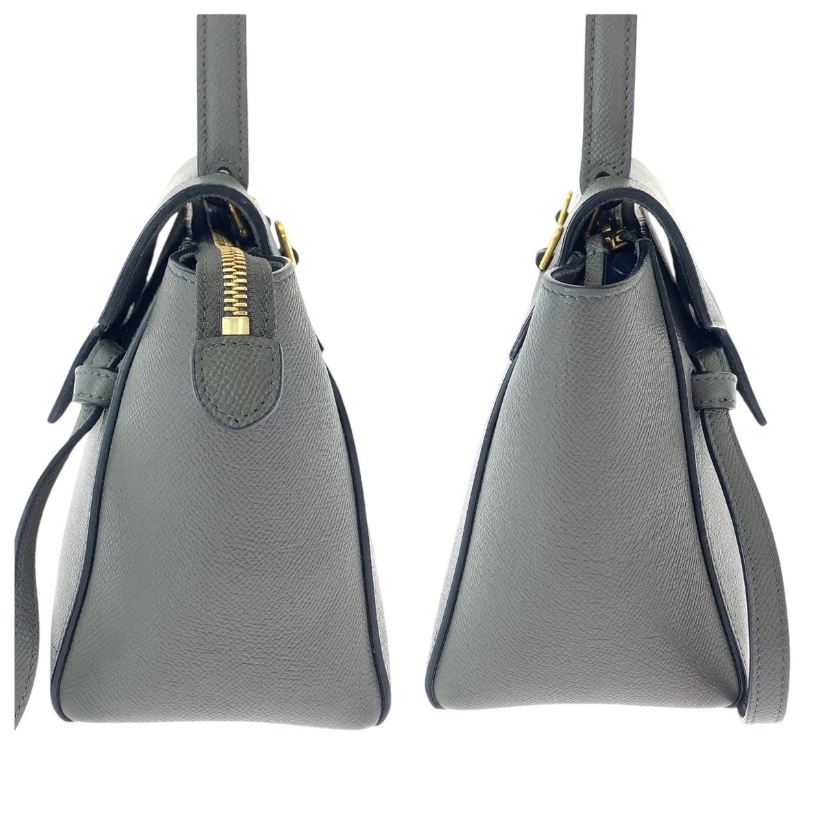 CELINE セリーヌ ベルトバッグ ナノ グレー ゴールド金具 グレインカーフレザー ハンドバッグ  レディース