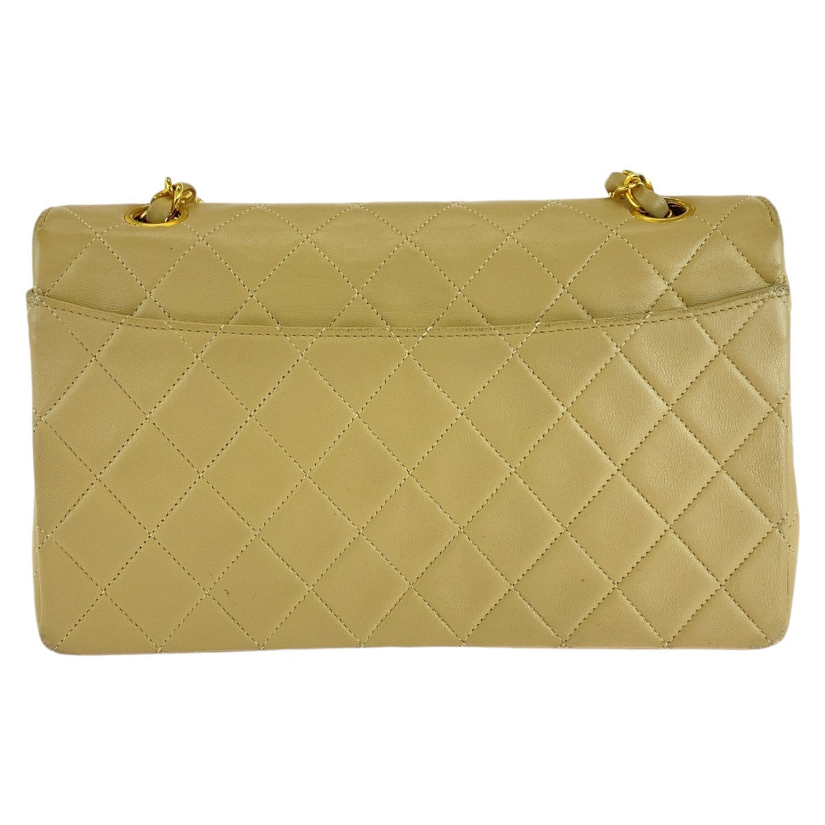 13744
CHANEL シャネル ヴィンテージ マトラッセ ココマーク ターンロック ベージュ ゴールド金具 ラムスキン ショルダーバッグ ポシェット  レディース