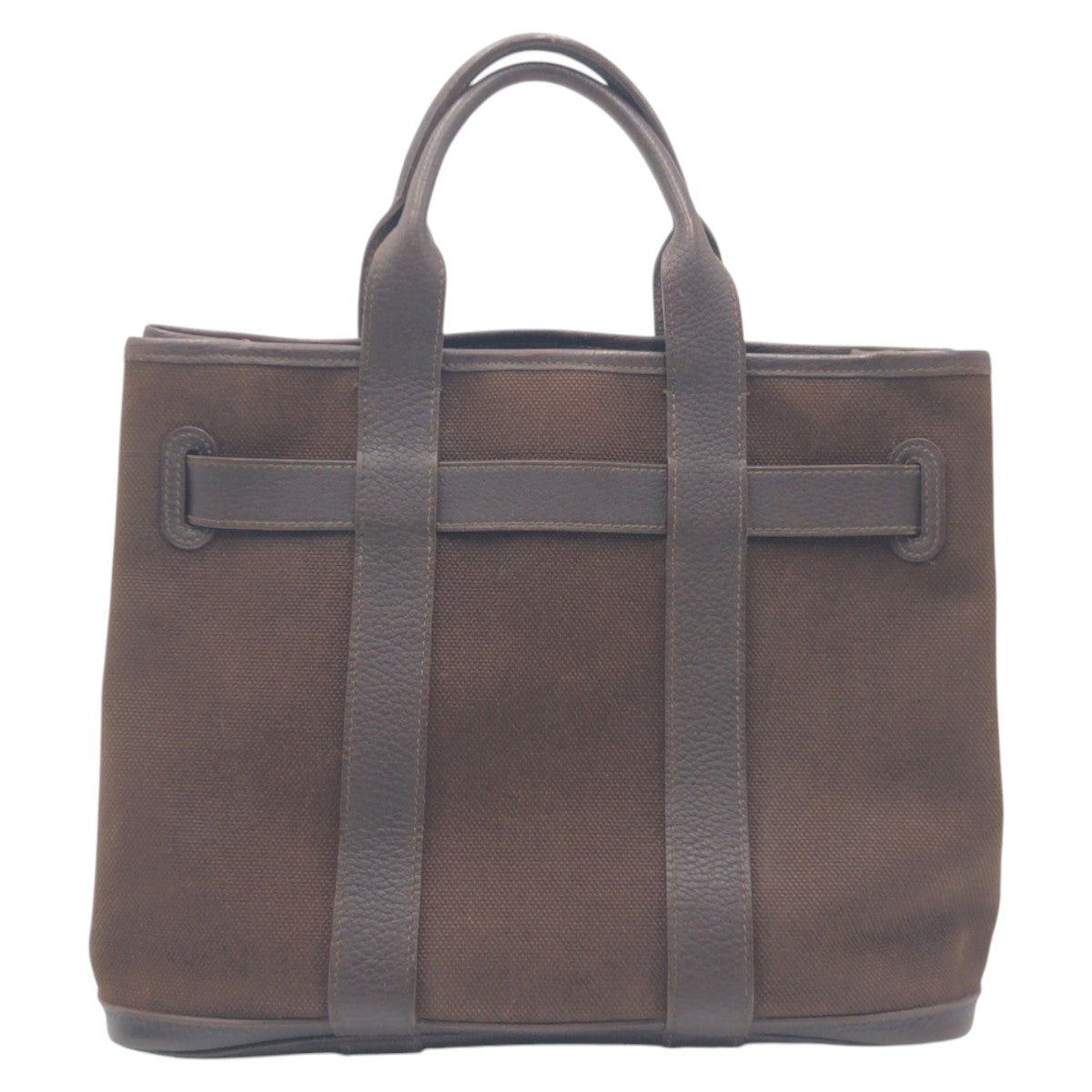 HERMES エルメス プティット サンチュールPM ブラウン キャンバス トートバッグ ハンドバッグ □K刻印  レディース