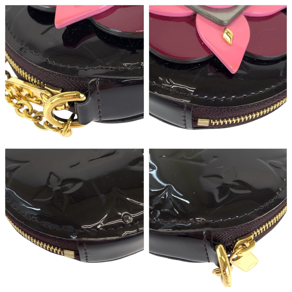 13429
LOUIS VUITTON ルイヴィトン ヴェルニ ポルトモネ ロン アラマント ピンク ゴールド金具 パテントレザー M90495 コインケース  レディース