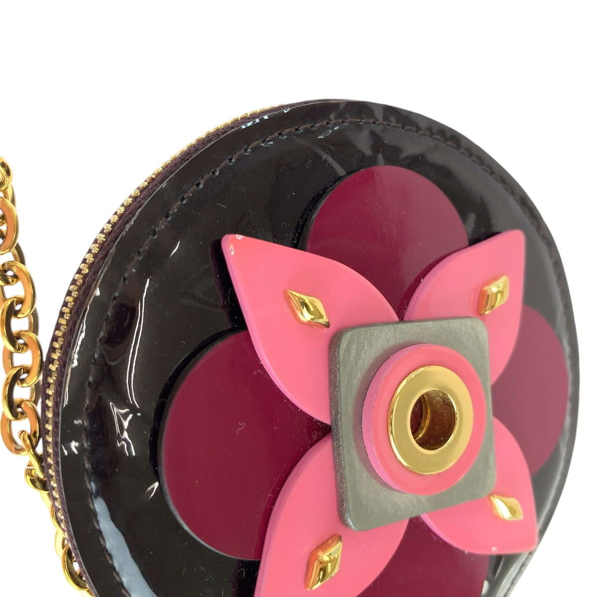 13429
LOUIS VUITTON ルイヴィトン ヴェルニ ポルトモネ ロン アラマント ピンク ゴールド金具 パテントレザー M90495 コインケース  レディース