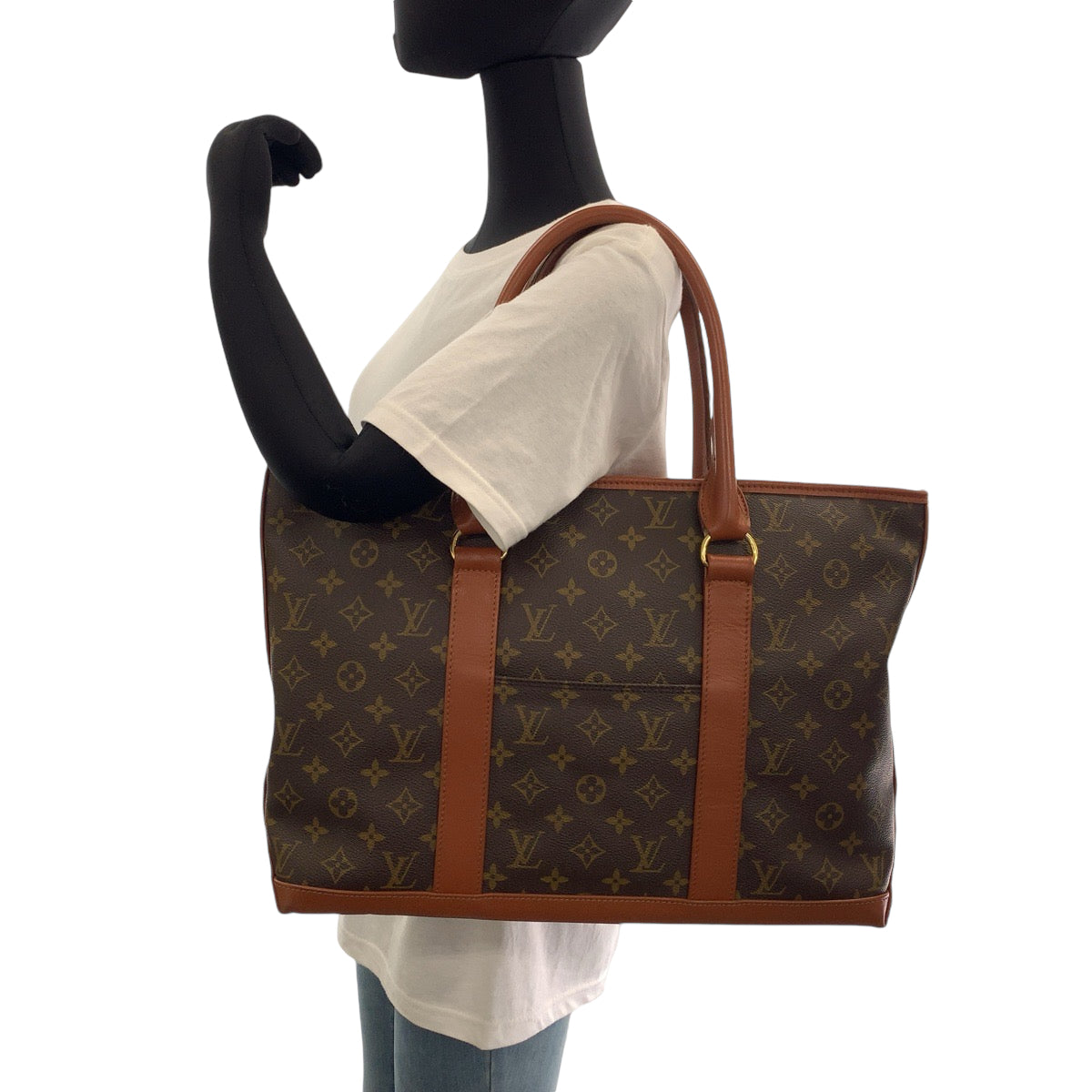 13664
LOUIS VUITTON ルイヴィトン モノグラム ウィークエンドPM 男女兼用 ブラウン ゴールド金具 PVC M42425 トートバッグ ショルダーバッグ  メンズ