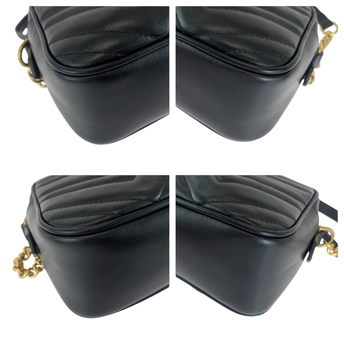 GUCCI グッチ GGマーモント キルティング ブラック 黒 ゴールド金具 レザー 447632 チェーンショルダーバッグ 斜め掛け  レディース