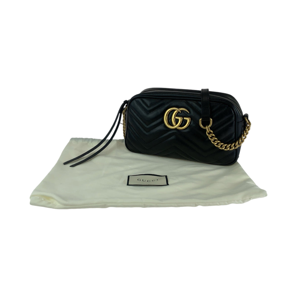 GUCCI グッチ GGマーモント キルティング ブラック 黒 ゴールド金具 レザー 447632 チェーンショルダーバッグ 斜め掛け  レディース